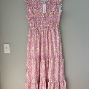 NWT Petallush Pink and Yellow Floral Maxi Dress